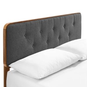 Modway Bridgette Wood Platform Bed with Splayed Legs, Queen, Walnut Charcoal