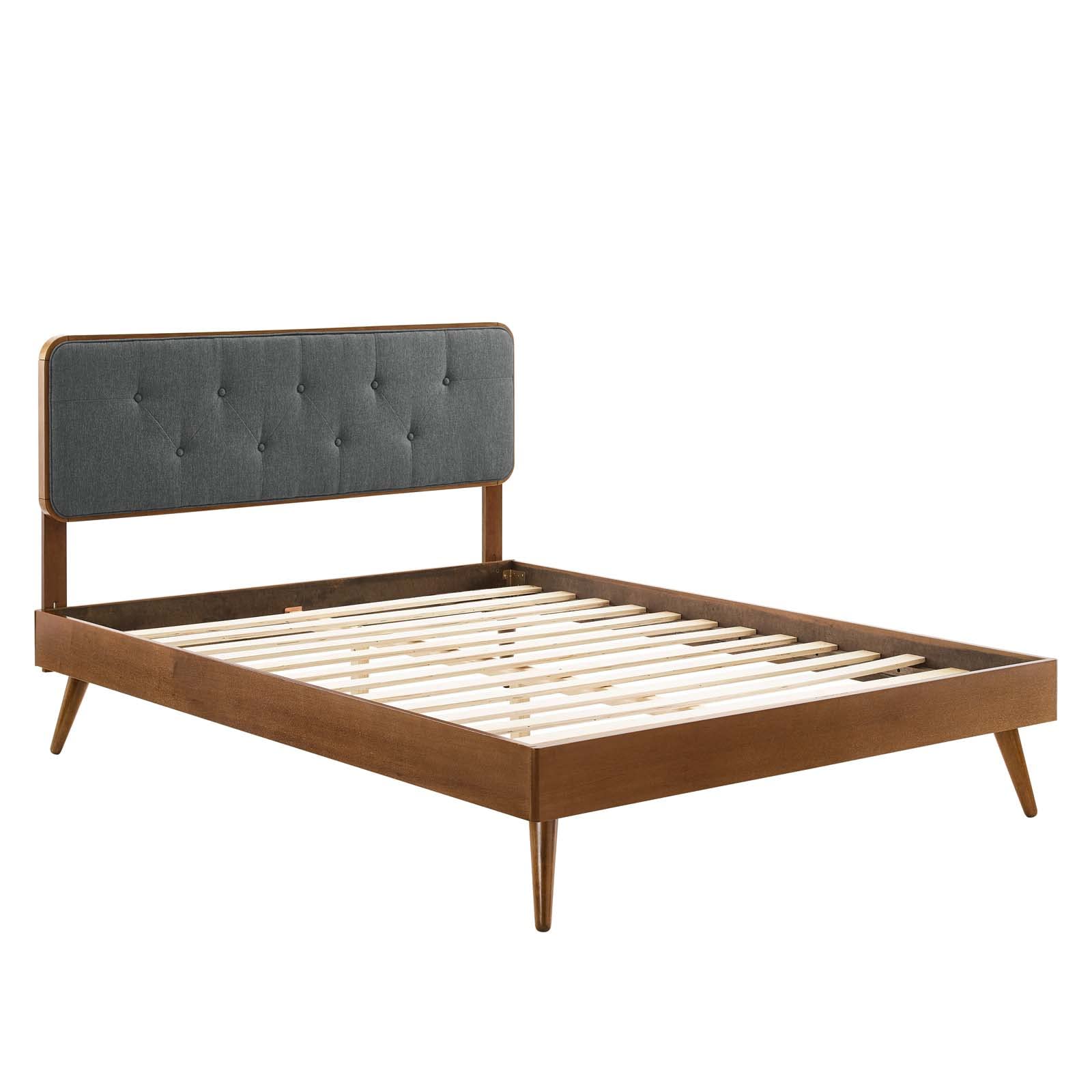 Modway Bridgette Wood Platform Bed with Splayed Legs, Queen, Walnut Charcoal