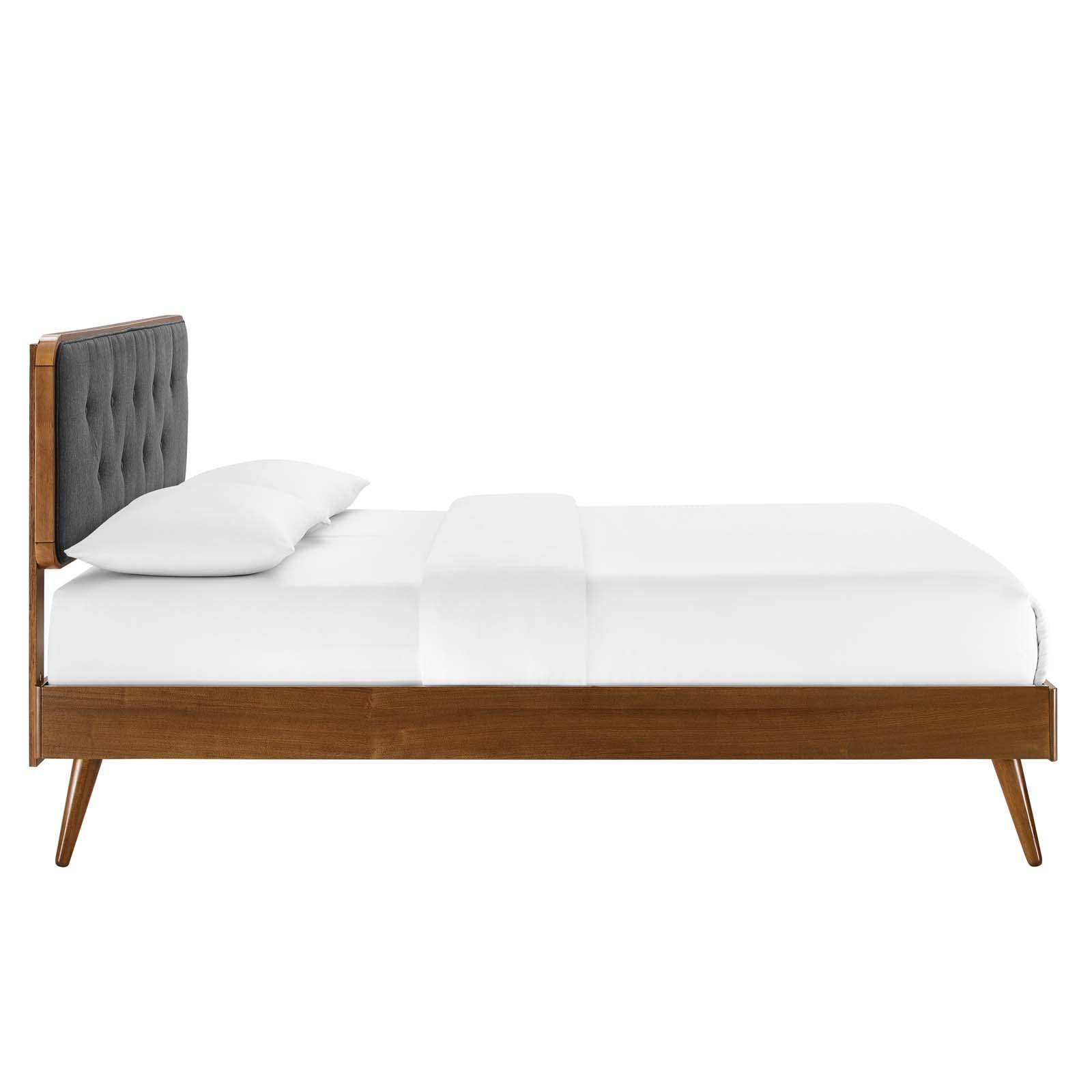 Modway Bridgette Wood Platform Bed with Splayed Legs, Queen, Walnut Charcoal