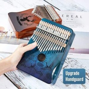 17 Keys Kalimba Mahogany/Acacia Thumb Piano Mbira African Musical Instrument Finger Piano Gifts for Kids and Adults Beginners Teclado Instrumento (Crane, Gradient Brown)