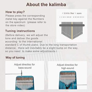 17 Keys Kalimba Mahogany/Acacia Thumb Piano Mbira African Musical Instrument Finger Piano Gifts for Kids and Adults Beginners Teclado Instrumento (Crane, Gradient Brown)