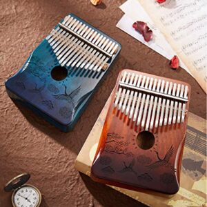 17 Keys Kalimba Mahogany/Acacia Thumb Piano Mbira African Musical Instrument Finger Piano Gifts for Kids and Adults Beginners Teclado Instrumento (Crane, Gradient Brown)