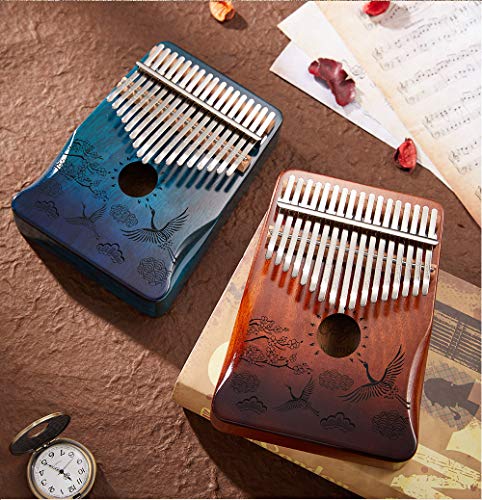 17 Keys Kalimba Mahogany/Acacia Thumb Piano Mbira African Musical Instrument Finger Piano Gifts for Kids and Adults Beginners Teclado Instrumento (Crane, Gradient Brown)