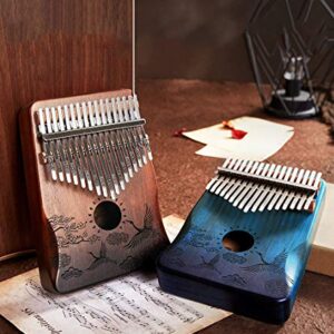 17 Keys Kalimba Mahogany/Acacia Thumb Piano Mbira African Musical Instrument Finger Piano Gifts for Kids and Adults Beginners Teclado Instrumento (Crane, Gradient Brown)