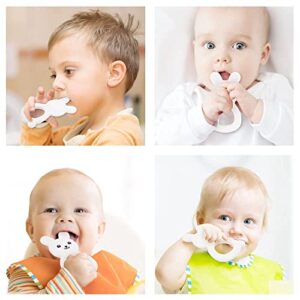 Baby Teething Toys BPA-Free Cute Silicone Bunny Teethers-Easy to Hold Soft and Comfortable Help take The Stress Out of Teething,Perfect for Newborn Girls and Boys (White)