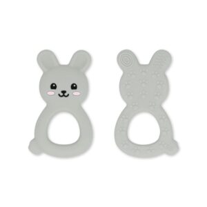 baby teething toys bpa-free cute silicone bunny teethers-easy to hold soft and comfortable help take the stress out of teething,perfect for newborn girls and boys (light gray)