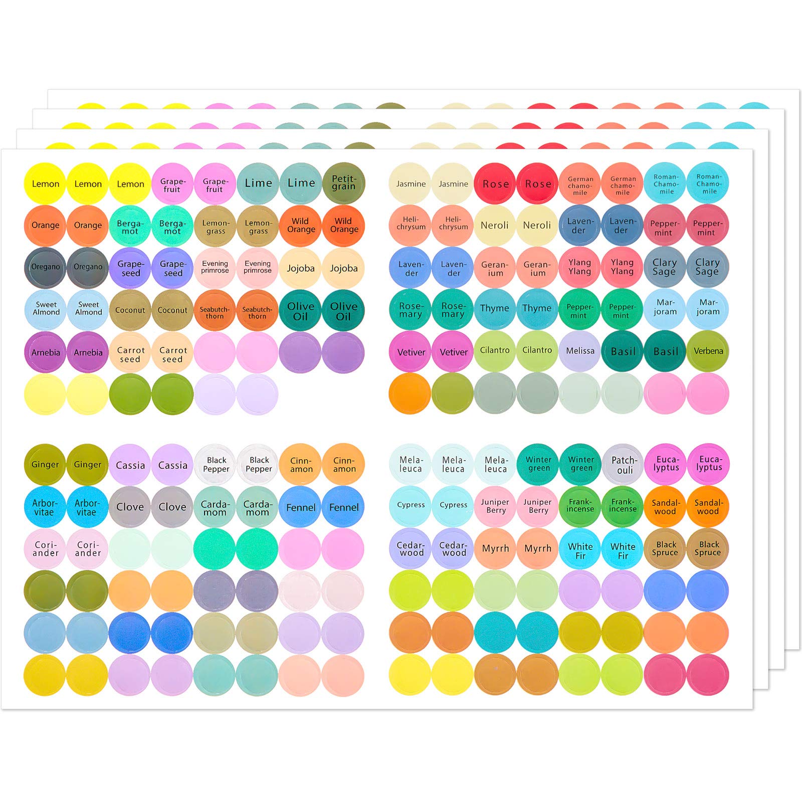 1920 Stickers 10 Sheets Essential Oils Labels Bottle Cap Stickers Lid Stickers for Rollerballs Bottles and Organizing Oils Proof Labels Stickers Waterproof Cap Stickers for Essential Oil Bottle