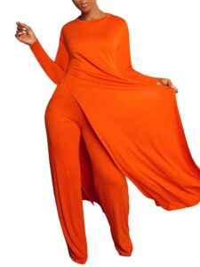 tbahhir women's 2 piece yoga outfits regular fit long sleeve tunic t-shirt and bell bottom maxi pants loungewear set