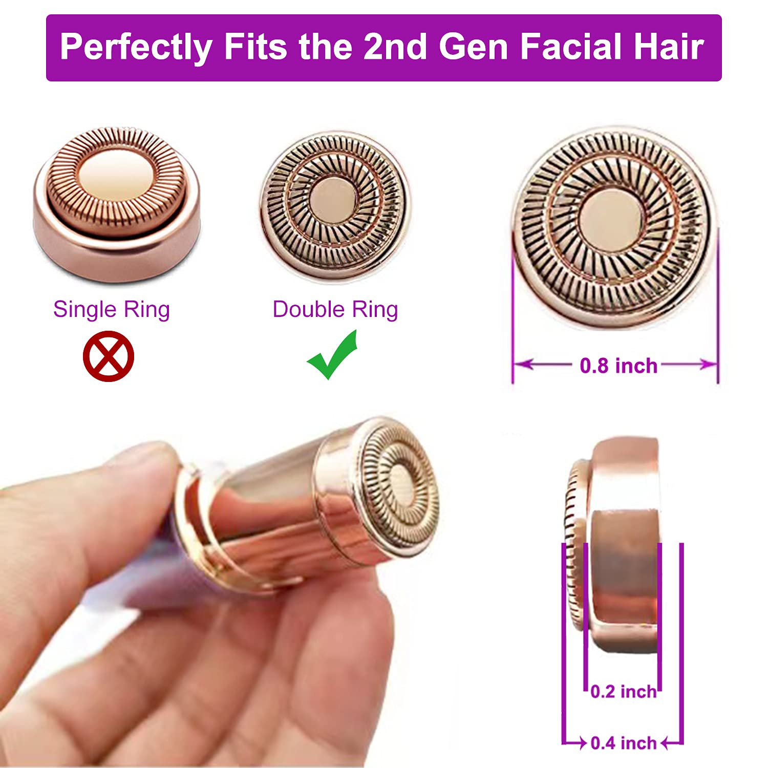 Replacement Heads for Finishing Touch Flawless Generation 2 Facial Hair Remover, 2 Count