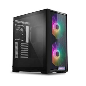 lian li lancool 215 e-atx pc case, rgb gaming computer case features high airflow with 2x200mm argb fans & 1x120mm fan pre-installed and mesh front panel, tempered glass mid-tower chassis (black)
