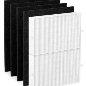 HPA200 Replacement Filter R Compatible with Honeywell Air Purifier 200 Series, 2 H13 True HEPA Filters with 4 Pre-Cut Carbon Filters, Part# HRF-ARVP200