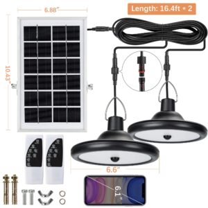 JACKYLED Solar Motion Sensor Pendant Light with 4 Modes, Remote, Waterproof & Adjustable Solar Panel - LED Pendant Shed Light for Indoor Outdoor Use in Home, Patio, Backyard, Shop, Warm White