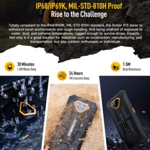 Ulefone Rugged Smartphone Unlocked Armor X8 2022 (4GB+ 64GB) Android 11 Octa-core Mobile Phone, 13MP Four Camera 5.7 inch HD+ Screen 5080mAh Battery, Dual SIM Waterproof Smartphones Unlocked for US