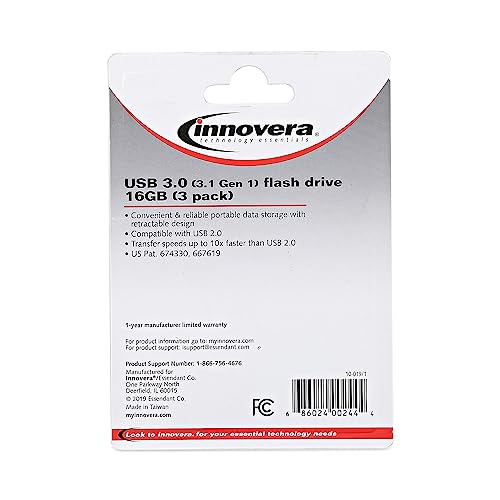 Innovera 82316 16 GB USB 3.0 Flash Drive (3/Pack)