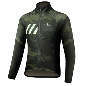catena men's winter cycling jacket windproof waterproof softshell thermal fleece breathable bike jersey for outdoors, cycling green