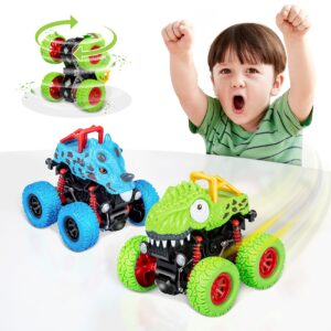 LODBY Dinosaur Toys for 2 3 4 5 Year Old Boys , Pull Back Vehicles Toys Monster Truck for Toddler Boys Age 2-4-6, Dino Cars for Kids 3-5 Year Old Christmas Birthday Gifts