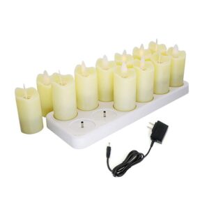 12pcs Rechargeable Flickering Yellow Light LED Candles Battery Operated TeaLight Candles Pillar Electric Light for Garden Home Decoration Party Wedding Festival Celebrations