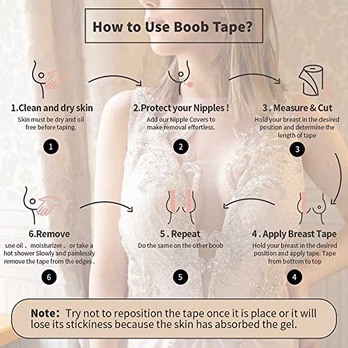 XL Breast Lift Tape for Large Breasts, Breathable Chest Support Tape, Athletic Tape Body Tape with Reusable Nipplecover Adhesive Bra