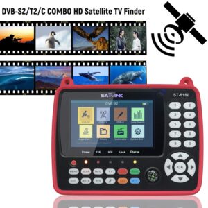 Satellite finder Signal Finder, VISLONE HD Satellite TV Signal Finder ST-5150 DVB-S2/T2/C COMBO Digital Handheld Signal Meter Satellite Finder H.265 HEVC MPEG-4 4.3 Inch TFT LCD US Plug