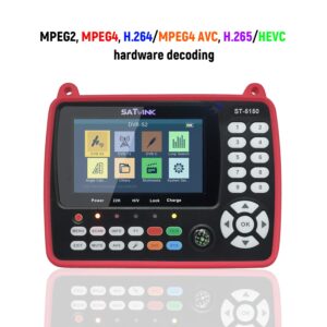 Satellite finder Signal Finder, VISLONE HD Satellite TV Signal Finder ST-5150 DVB-S2/T2/C COMBO Digital Handheld Signal Meter Satellite Finder H.265 HEVC MPEG-4 4.3 Inch TFT LCD US Plug