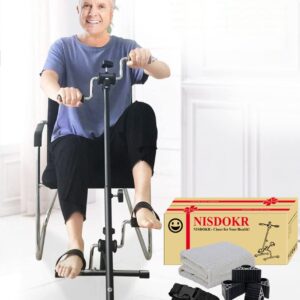 Pedal Exerciser Bike Hand Arm Leg and Knee Peddler Adjustable Fitness Equipment for Seniors, Elderly Home Pedal Exercise Bike for Total Body, with Gift Box