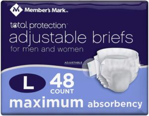 member's mark total protection adult briefs for men & women, large (48 ct.)