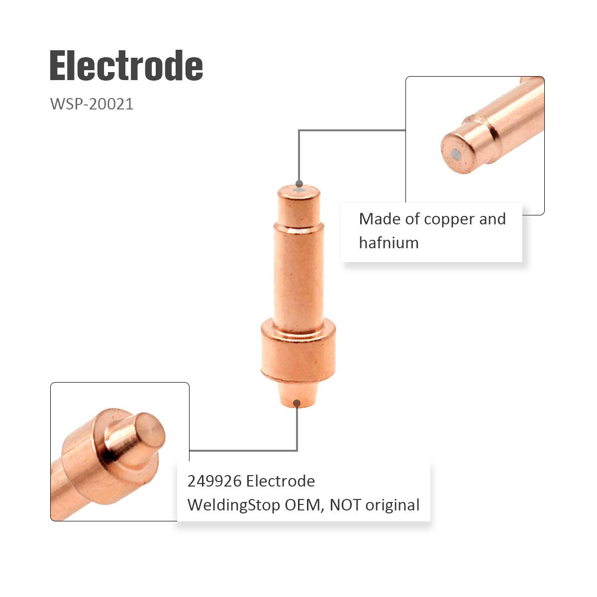 249926 Electrode 249969 O-Ring for Miller Spectrum 375/625 X-TREME Cutter XT30/XT40 Torch 6-PKG