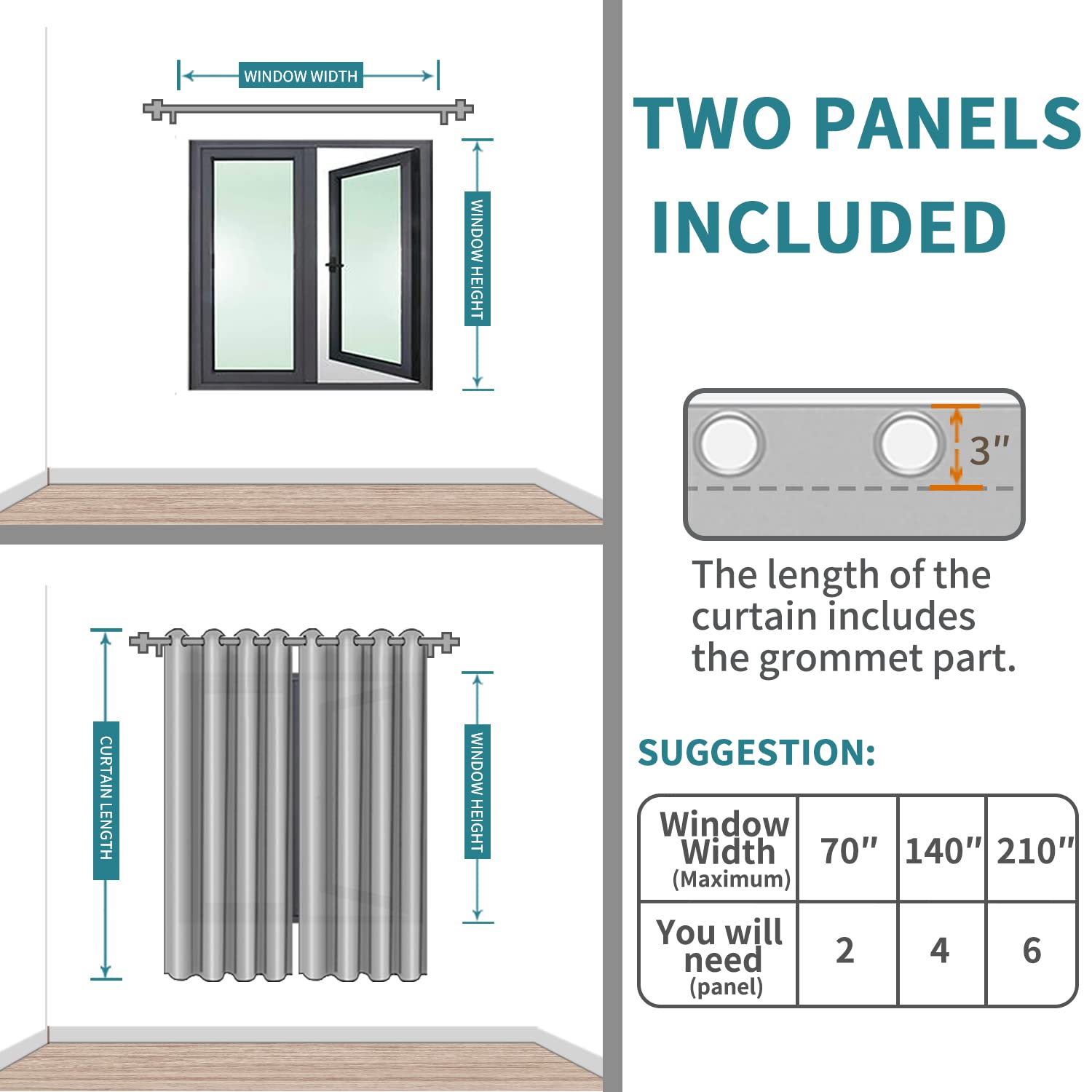 BGment Blackout Curtains for Bedroom - Grommet Thermal Insulated Room Darkening Curtains for Living Room, Set of 2 Panels, Each 46 x 84 Inch, Black