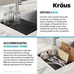 Kraus KRM-11AQ Kore Multipurpose Over-Sink Roll-Up Dish Drying Rack, Colander and Trivet, Aqua