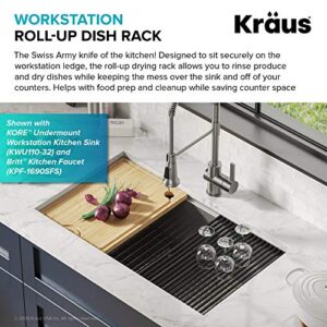 Kraus KRM-11AQ Kore Multipurpose Over-Sink Roll-Up Dish Drying Rack, Colander and Trivet, Aqua