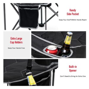 SUNNYFEEL XXL Oversized Camping Chair Heavy Duty 500 LBS for Big Tall People Above 6'4 Padded Portable Folding Sports Lawn Chairs with Armrest Cup Holder & Pocket for Outdoor/Travel/Picnic/Camp