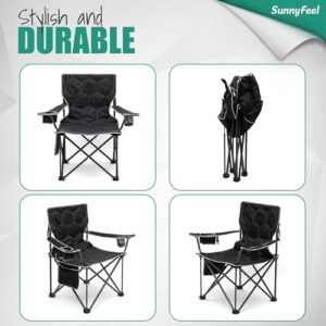 SUNNYFEEL XL Oversized Camping Chair, Folding Camp Chairs for Adults Heavy Duty Big Tall 500 LBS, Padded Portable Quad Arm Lawn Chair with Pocket for Outdoor/Picnic/Beach/Sports