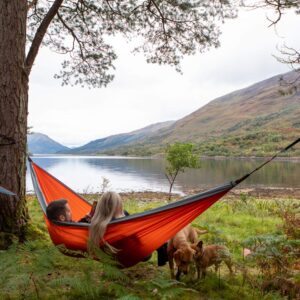 Nevis Outdoor Camping Hammock for Two People - Holds up to 500lbs - with Adjustable Tree Straps, Heavy Duty Aluminium Carabiners and Integrated Carrying Pouch. A Must-Have Camping Accessory