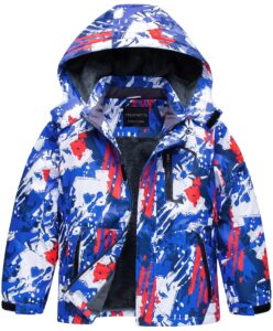 creatmo us kid's snowsuits big boys' waterproof breathable outdoor warm snowboard ski jacket dark blue 14/16