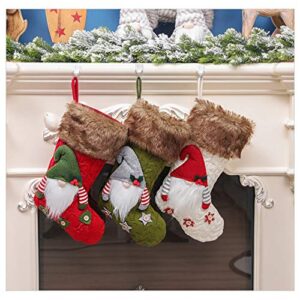 Alipher Christmas Stocking Knitted Gnome Stockings Handmade Hanging Stocking Christmas Tree Pendant Xmas Decoration Gift Bag for Home Décor (Red)