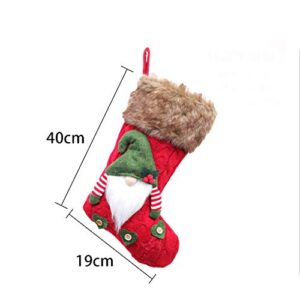 Alipher Christmas Stocking Knitted Gnome Stockings Handmade Hanging Stocking Christmas Tree Pendant Xmas Decoration Gift Bag for Home Décor (Red)