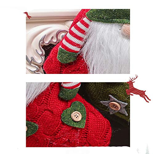 Alipher Christmas Stocking Knitted Gnome Stockings Handmade Hanging Stocking Christmas Tree Pendant Xmas Decoration Gift Bag for Home Décor (Red)