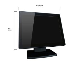 12-Inch Capacitive Multi-Touch POS TFT LED Touchscreen Monitor, True Flat Seamless Design with Adjustable POS Stand for Retail Restaurant, HDMI & VGA Inputs, High Resolution 1024 x 768