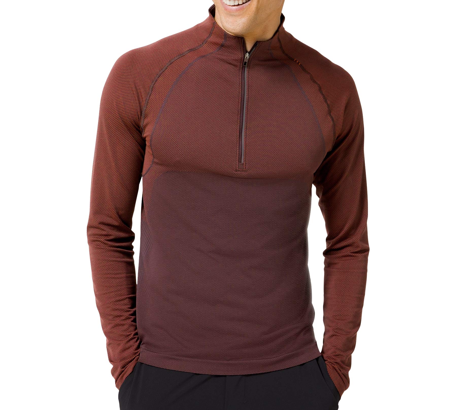 Lululemon Mens Metal Vent Tech 1/2 Zip Long Sleeve Shirt (Magma/Sequoia, XXL)