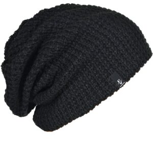 forbusite mens slouchy long oversized beanie hat black knit cap for summer winter