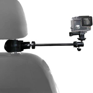 3in1 Universal Car Headrest Mount Holder for All Camcorder/Action Camera/Smartphone with Dual Adjustable Positions and 360° Rotation, for car Shooting vlogging Video Recording