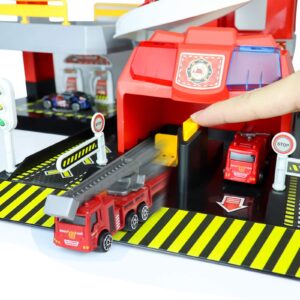 Fajiabao Garage Building Track Car Playset Parking Lot Firetruck Toys