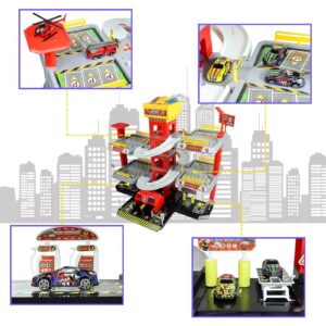 Fajiabao Garage Building Track Car Playset Parking Lot Firetruck Toys