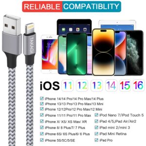 TAKAGI 3Pack 6FT Nylon Braided Lightning Cable USB Charging Phone Charger Cord Compatible with Phone 14 13 12 11 Pro Max XR XS X 8 7 6 Plus SE and iPad