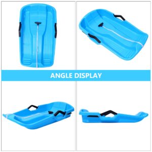 BESPORTBLE Snow Sled Plastic Toboggan with Pull Rope for Snow Sledding Ice Fishing Plastic Snow Sled for Kids and Adult (Blue)