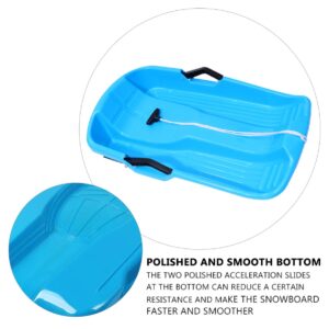 BESPORTBLE Snow Sled Plastic Toboggan with Pull Rope for Snow Sledding Ice Fishing Plastic Snow Sled for Kids and Adult (Blue)