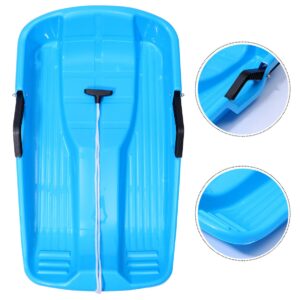 BESPORTBLE Snow Sled Plastic Toboggan with Pull Rope for Snow Sledding Ice Fishing Plastic Snow Sled for Kids and Adult (Blue)