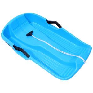 BESPORTBLE Snow Sled Plastic Toboggan with Pull Rope for Snow Sledding Ice Fishing Plastic Snow Sled for Kids and Adult (Blue)