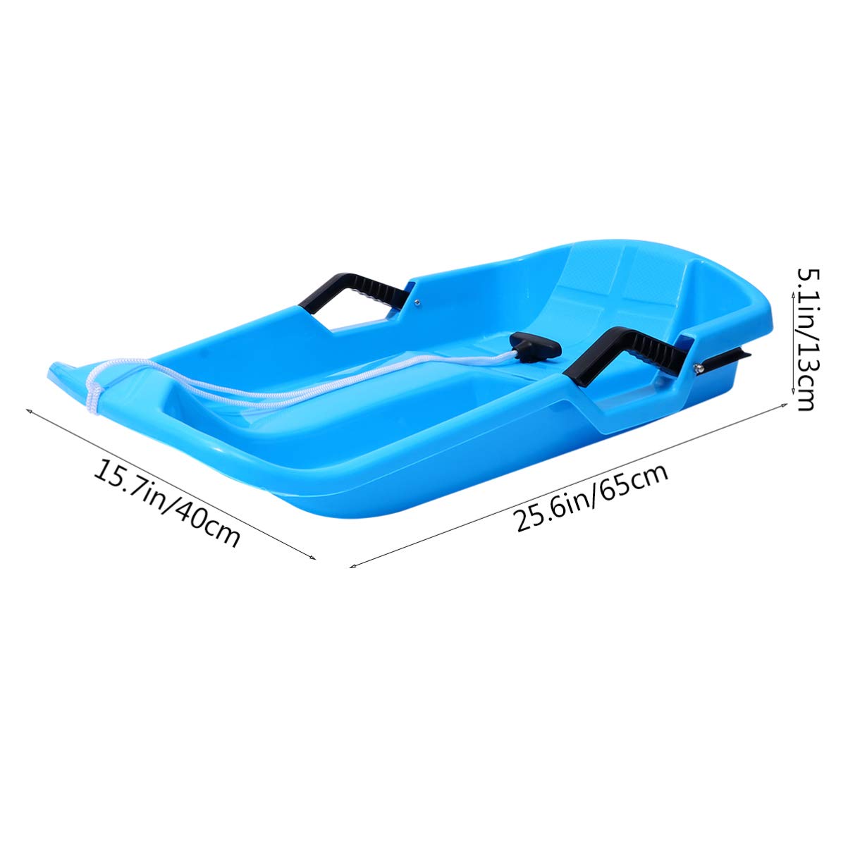 BESPORTBLE Snow Sled Plastic Toboggan with Pull Rope for Snow Sledding Ice Fishing Plastic Snow Sled for Kids and Adult (Blue)