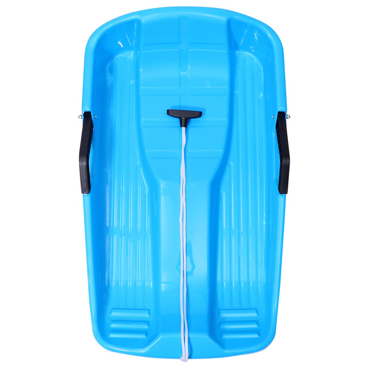 BESPORTBLE Snow Sled Plastic Toboggan with Pull Rope for Snow Sledding Ice Fishing Plastic Snow Sled for Kids and Adult (Blue)